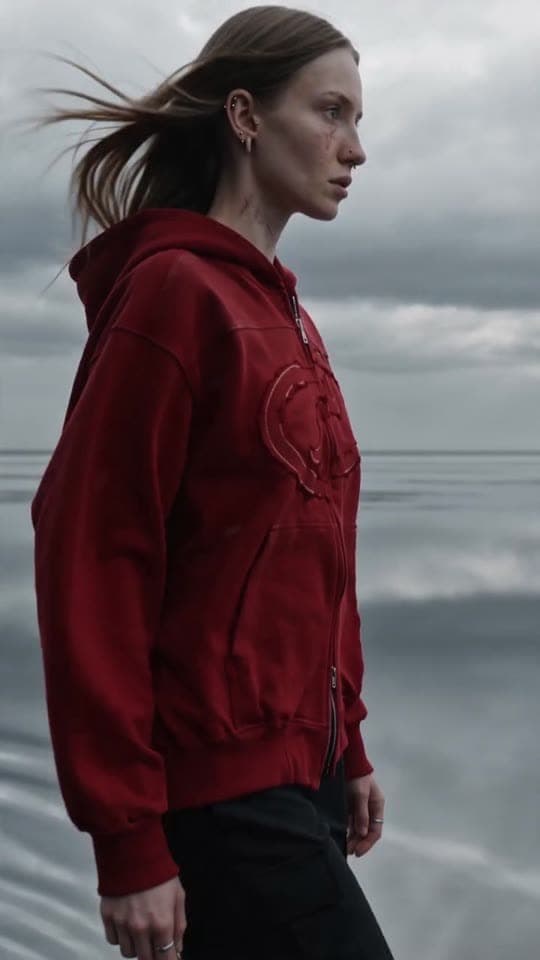 oxkyy walks a mirror-water salt flat; at the peak of the wind the world freezes, droplets suspended.